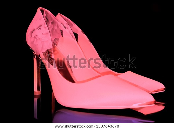 coral pink high heels