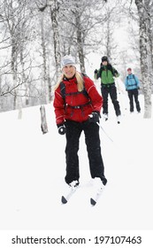 Women Skiing, Vasterbotten, Lapland, Sweden