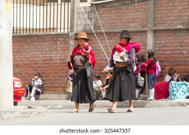 Women Spinning Alpaca Wool As Their Second Nature While Walking On The Streets Farmer Worker Indigens Textile Work Female Ritual Nails Ecuador Hand Real Indigenous Weaving Traditional People Woman Tun