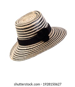 Women straw hat, patterned women's straw hat, with a white background