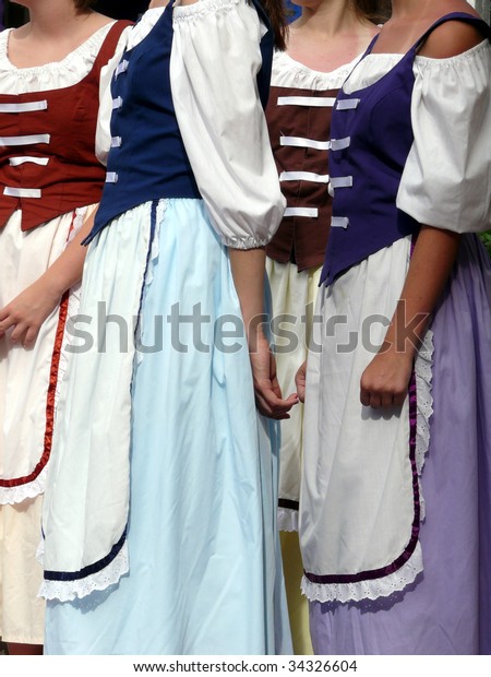 Women Traditional Garb Barn Dance Stock Photo Edit Now 34326604