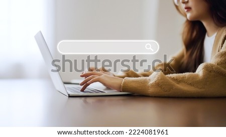 Women using computer laptop to find what they are interested in. Searching information data on internet networking concept