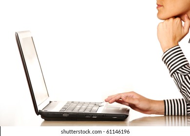 Women Using Laptop With No Face Visible