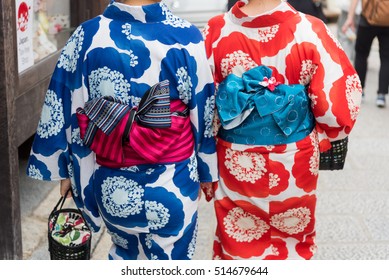 Women Wearing Kimono on Street in Kyoto, Japan