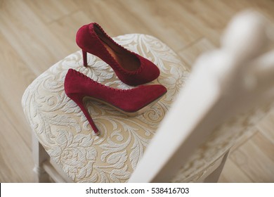 Women wedding shoes on chair - Powered by Shutterstock