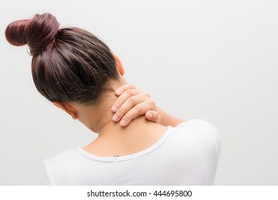 Women Who Put His Hand On The Neck Pain