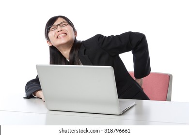 Women who work in the laptop , Businesswoman , low back pain