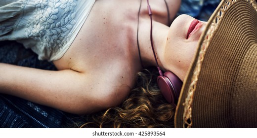 Women Woman Chill Music Song Listening Leisure Concept