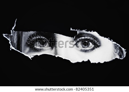 Similar – Image, Stock Photo Fearful eyes of a woman