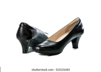 Women's Black High Heel Shoes Isolated On A White Background 