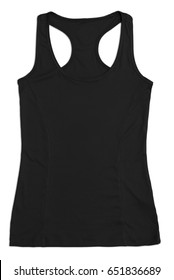 women's black racerback sports top, isolated on white backgorund