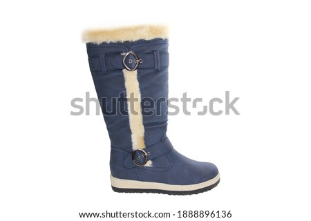 Women's boots. Short-throated. On a white background. Side view.