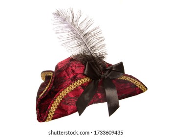 Womens Burgundy Fancy Dress Pirates Hat
