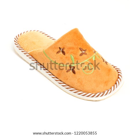 Women's cool slippers for home isolated on white background.