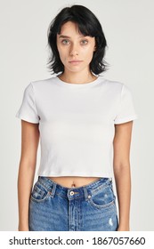 Women's Crop Top And High Waisted Jeans