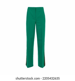 Women's Green Trousers With Wider Legs