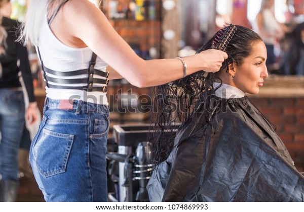 Womens Hair Salon Beautiful Brunette Woman Stock Photo Edit