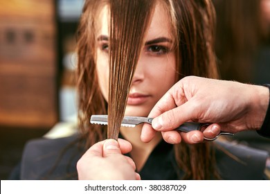 Women's haircut. hairdresser, beauty salon