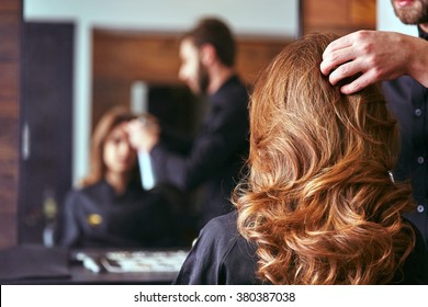 Women's haircut. hairdresser, beauty salon