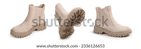 women's half-boots on a white background. Stylish demi-season women's shoes