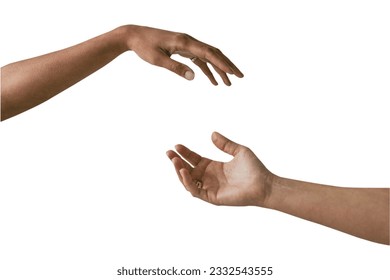 Women's hands JPG reaching for each other, blank background, HQ image - Shutterstock ID 2332543555