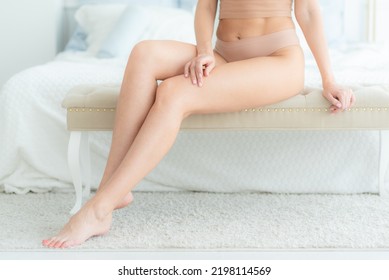 Women's Health And Intimate Hygiene. Close-up Of Beautiful Woman's Body With Smooth Soft Skin. Body Care, Epilation Concepts