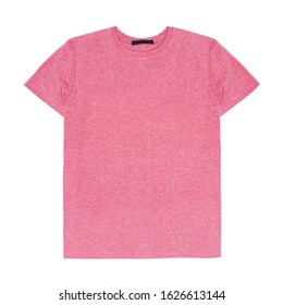 Women's Heather Pink T Shirt Isolated On White Background. Stylish Womens Short Sleeves Tshirt Clothing. Unisex Short Sleeve T-shirt Jersey Apparel. Modern Garment Front View