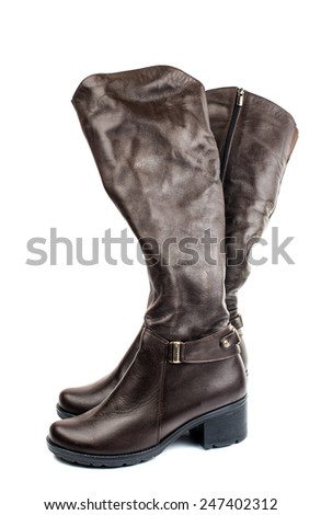 women's leather boots on a white background