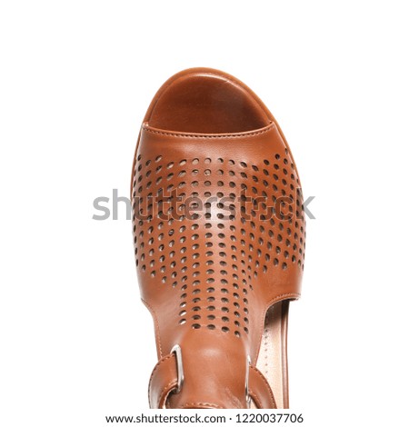 Women's leather platform shoes isolated on white background