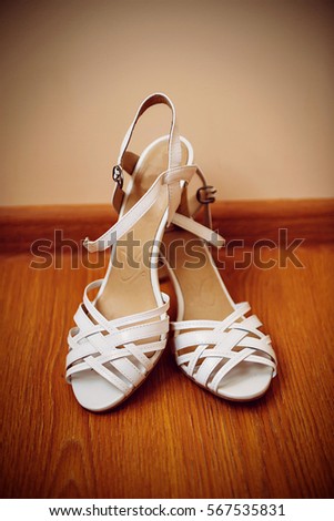 Womens leather white sandals.