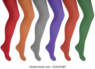 Women's Legs In Colorful Tights