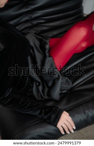 Similar – Image, Stock Photo Legs 2 Black Leather Gray