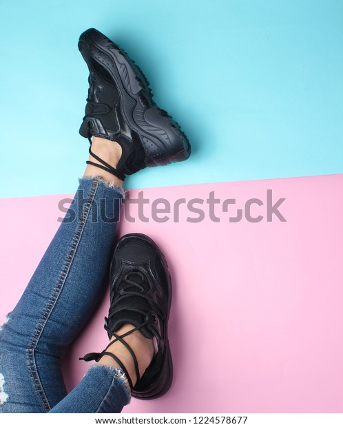 Womens Legs Skintight Jeans Trendy Black Stock Photo Edit Now