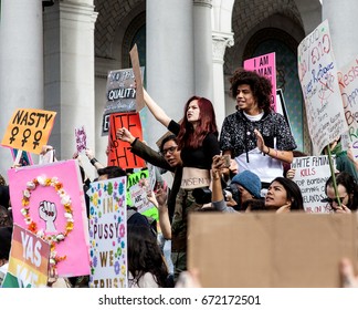Women's March from Pershing Square to City Hall, Los Angeles, California, 21 January 2017. 