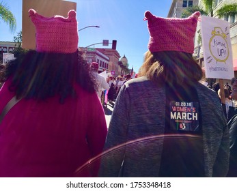 Women's March Protesters With Pink Hats