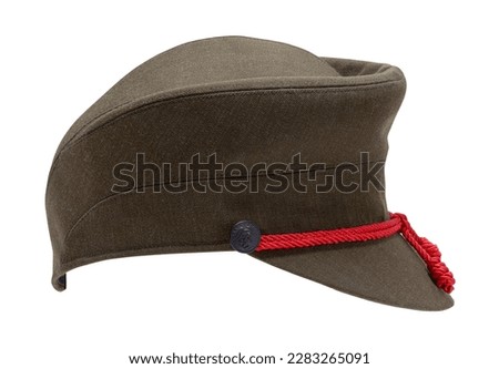 Women's Military Hat Side View Cut Out on White.