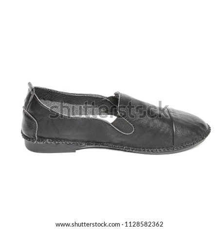 Women's moccasinse shoes leather isolated on white background