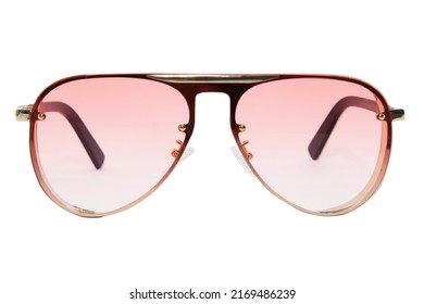 WOMENS OVERSIZED SUNGLASSES PINK AVIATOR GRADIENT FLAT TOP LENS WITH GOLD GLITTER SIDE SHEILDS FRONT VIEW