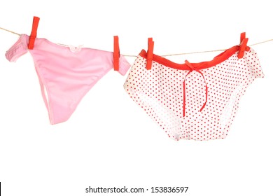 Womens Panties Hanging On Rope Isolated Stock Photo (Edit Now) 153836597