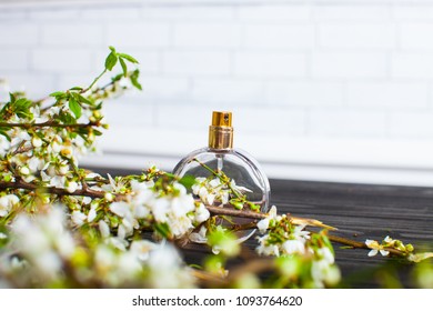 Women's Perfume In Beautiful Bottle Isolated