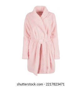 Women's pink bath robe with belt