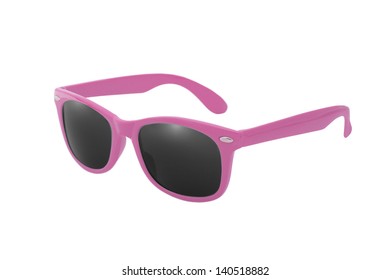Women's pink sunglasses isolated white background