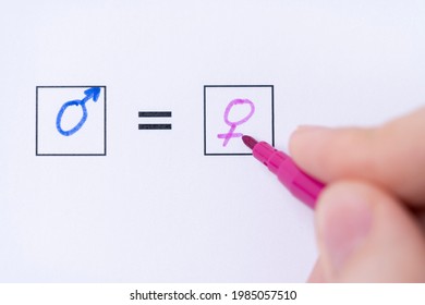 Women's Rights Are Equal To Men's. Gender Equality Concept