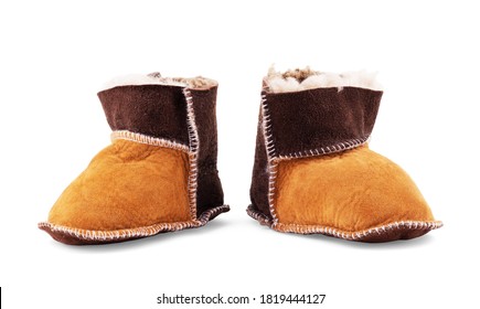 Womens Sheepskin Boots Isolated On White