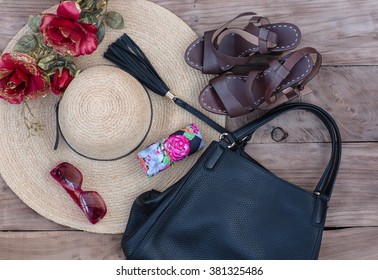 women's shoes, hat, bag