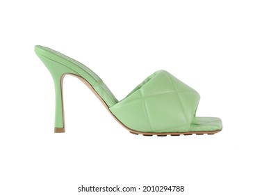 Women's Shoes Isolated On White Background. Green Modern Shoes