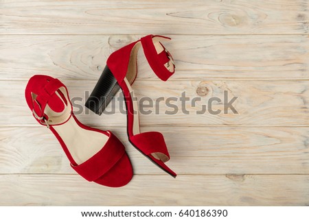 Women's shoes (sandals) red color. Selective focus.