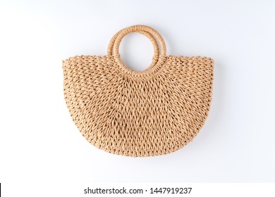 Women's Straw Bag Isolated On White Background