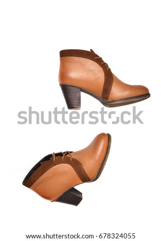 Women's stylish leather shoes Isolated on a white background.