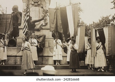 Women's Suffrage Activists Protest Woodrow Wilson's Failure To Support A Constitutional Amendment For Votes For Women. 1918.